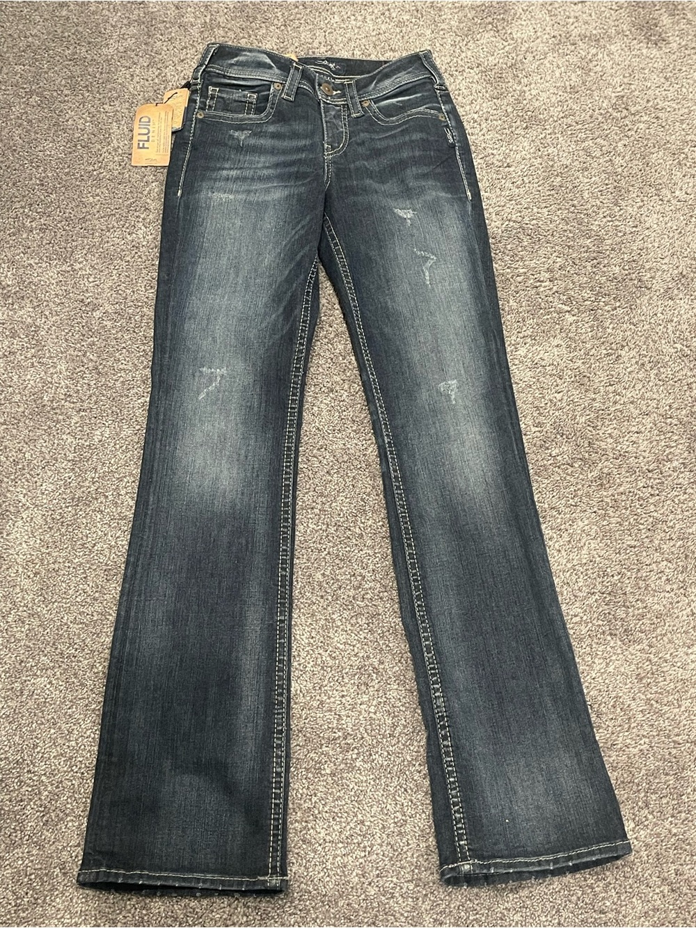 Silver Suki High Slim Boot Jeans Womens 28x33 Dark Wash Mid Rise Stretch NWT